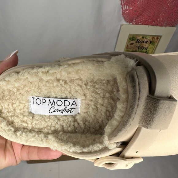 New In Box Cairo Bone Eva Chunky Platform Clogs with Fur Size 5 - Picture 6 of 10